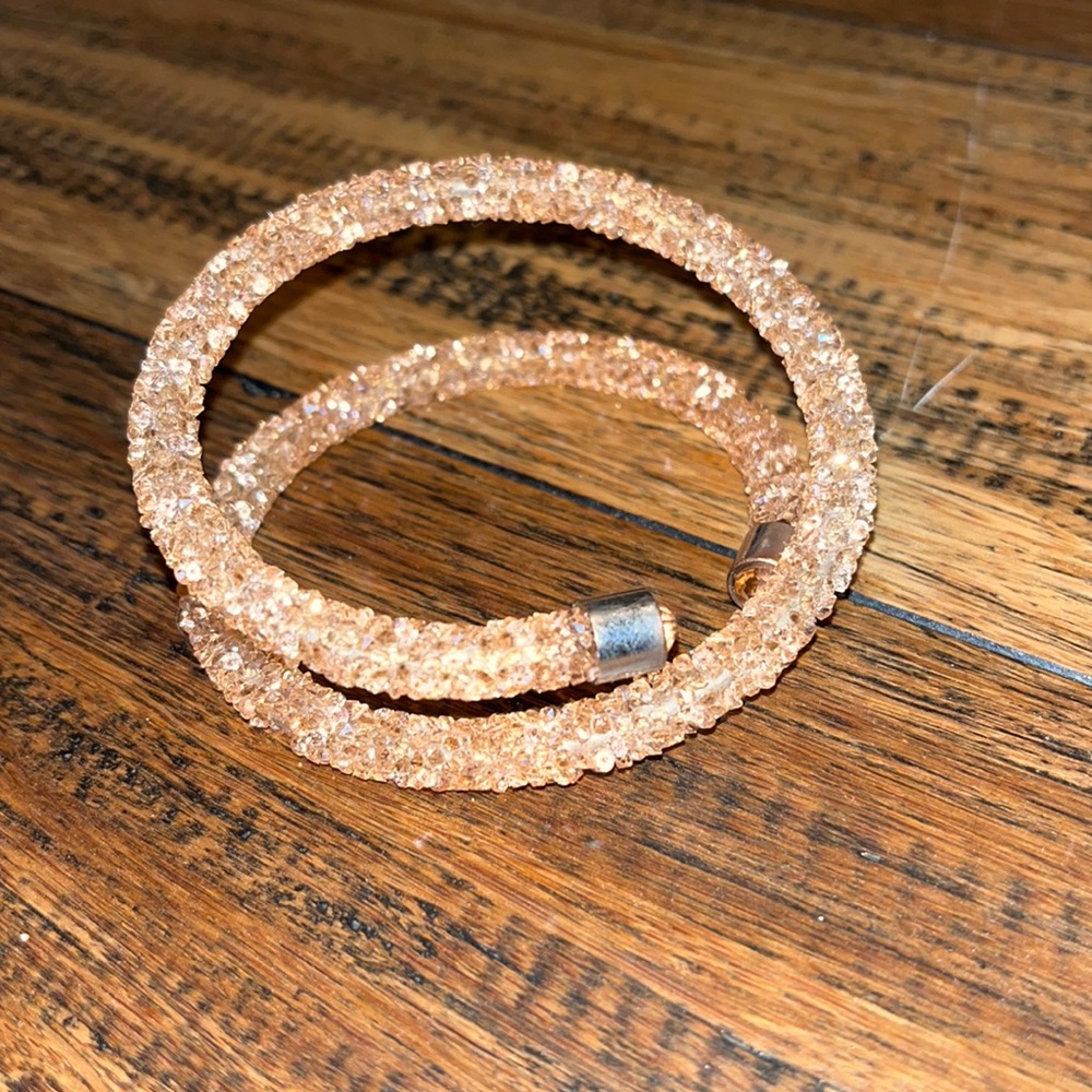 coral crystal multi layered swarovski bracelet